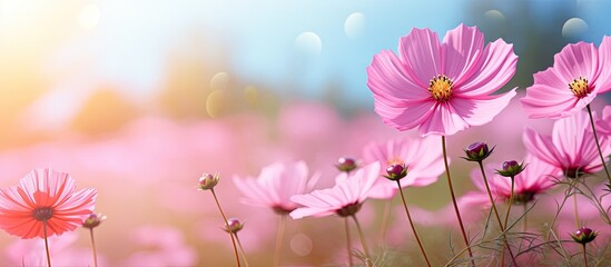 Cosmos flower in pink color with copy space image.