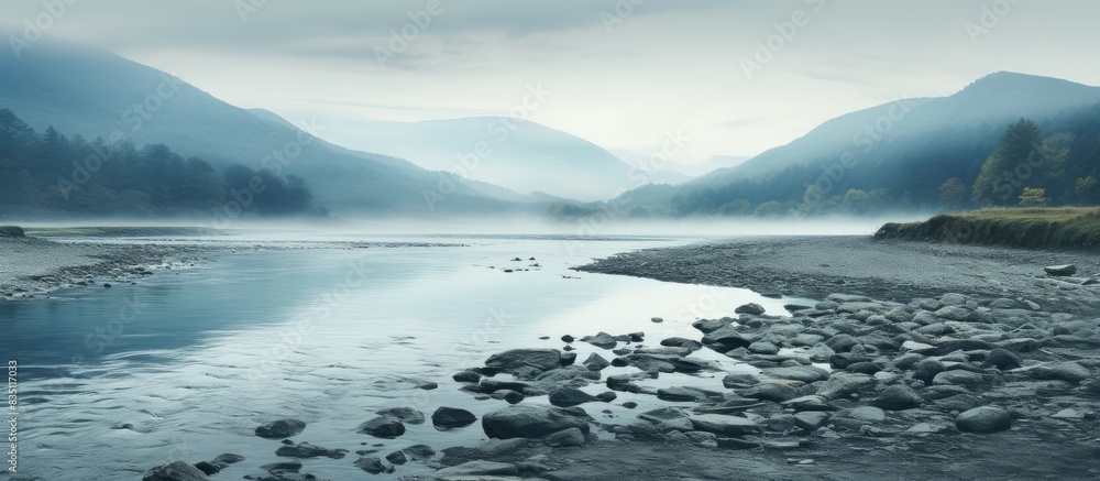 Poster a river receding, providing ample copy space image.