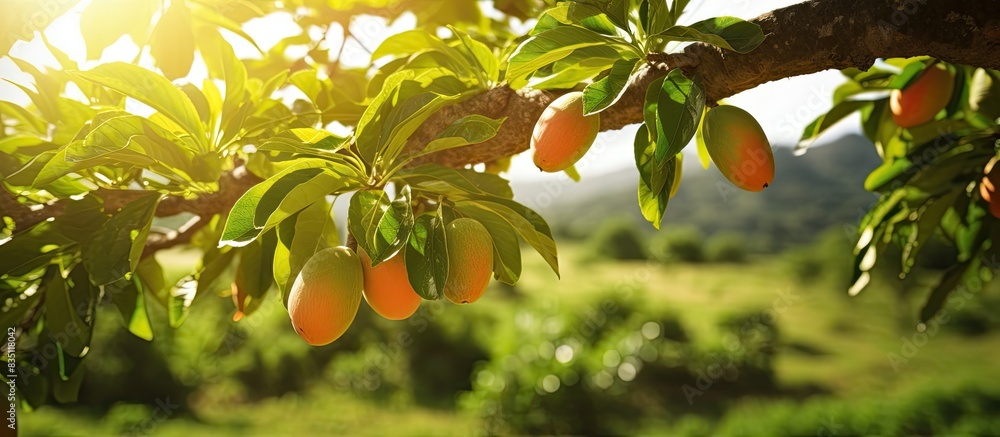Poster A mango tree with sunlight as the main focus and a copy space image.