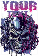 Obraz premium alien skull cyberpunk vector art for design tshirt and sticker