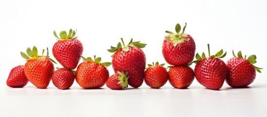 Isolated fresh strawberries with a copy space image.