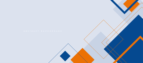 Abstract minimalist background with blue orange geometric square shapes