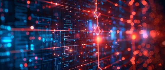 Obraz premium Modern Technology Concept: Protect data and networks from online threats with secure cyber defense measures. 