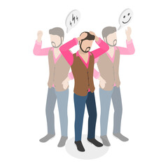 3D Isometric Flat Vector Illustration of PTSD Effects, Posttraumatic Stress Disorder. Item 4