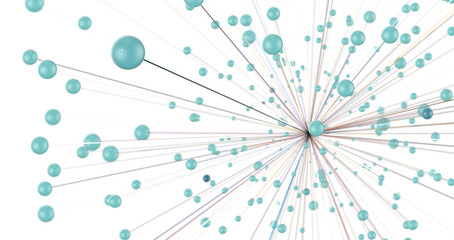 Big data visualization. Network connection structure with chaotic distribution of points and lines....