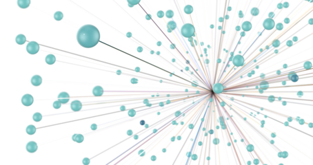 Big data visualization. Network connection structure with chaotic distribution of points and lines. 3D rendering.