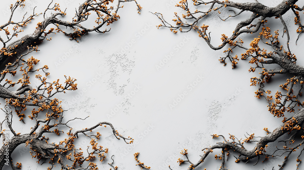 Poster a white background with branches of trees on it
