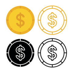 Dollar Coin Black And Yellow Set