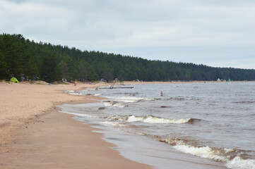 Shore of Lake Ladoga at summer day.