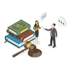 3D Isometric Flat Illustration of Law And Justice, Legal Advice and Attorney Service. Item 1