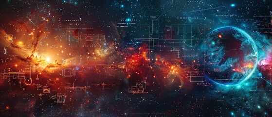 Obraz premium Space themed educational background