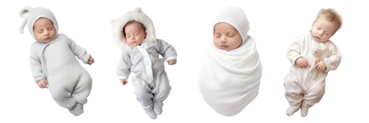 Baby sleeping png element set on transparent background