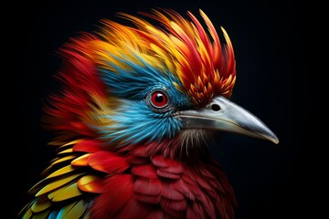Obraz premium A bird with vibrant, colorful feathers,