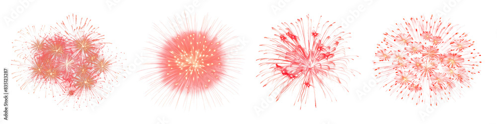 Poster fireworks png element set on transparent background