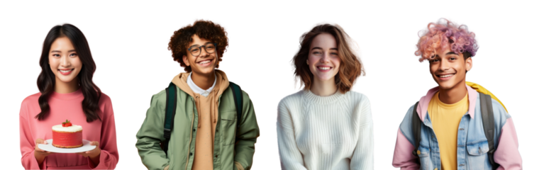 Smile happy png element set on transparent background