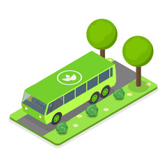 3D Isometric Flat Illustration of Sustainable Transportation, Green Eco Vehicles. Item 1