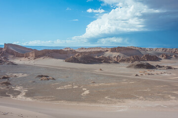 View of the Moon Valley (Valle de la Luna) and it's amphitheater at the Atacama Desert - Atacama, Chile
