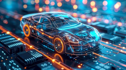 Modern Technology Concept: New software-defined vehicle system chip enhances automotive sector