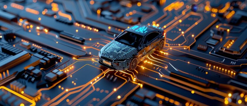 Modern Technology Concept: New software-defined vehicle system chip enhances automotive sector