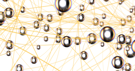 Big data visualization. Network connection structure with chaotic distribution of points and lines. 3D rendering.
