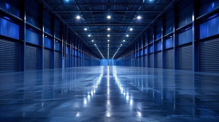  LED lighting in warehouse part of storage and shipping system