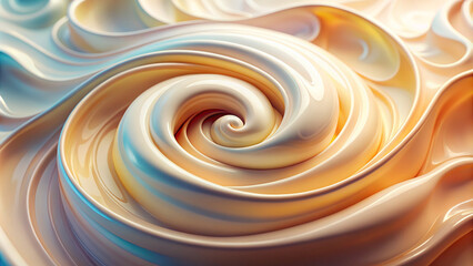 cake batter swirls in smooth milk background