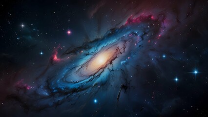 Cyberpunk Style Galaxy With Bright Stars