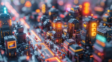 Futuristic Circuit Board With Glowing Components in a Dimly Lit Laboratory Setting