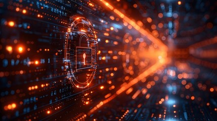 Digital lock and code matrix, highlighting the need for data protection.
