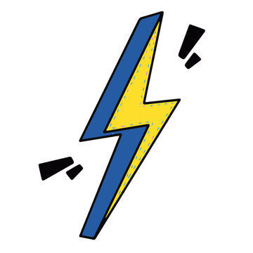 Eclair cartoon jaune et bleu