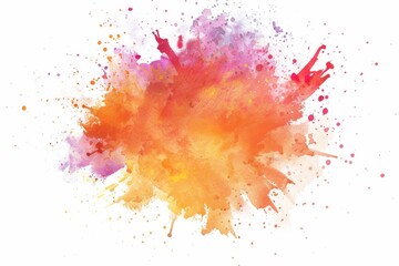 Vibrant watercolor splash in orange, red, and pink hues on white background, perfect for artistic and creative designs.