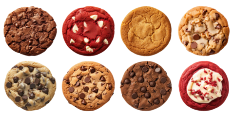 Cookies png element set on transparent background