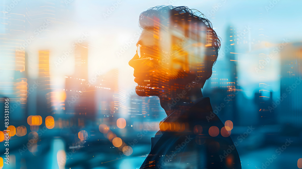 Poster photo realistic image of an employee embodying company values, symbolizing alignment and commitment 
