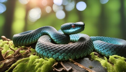 green snake in the grass