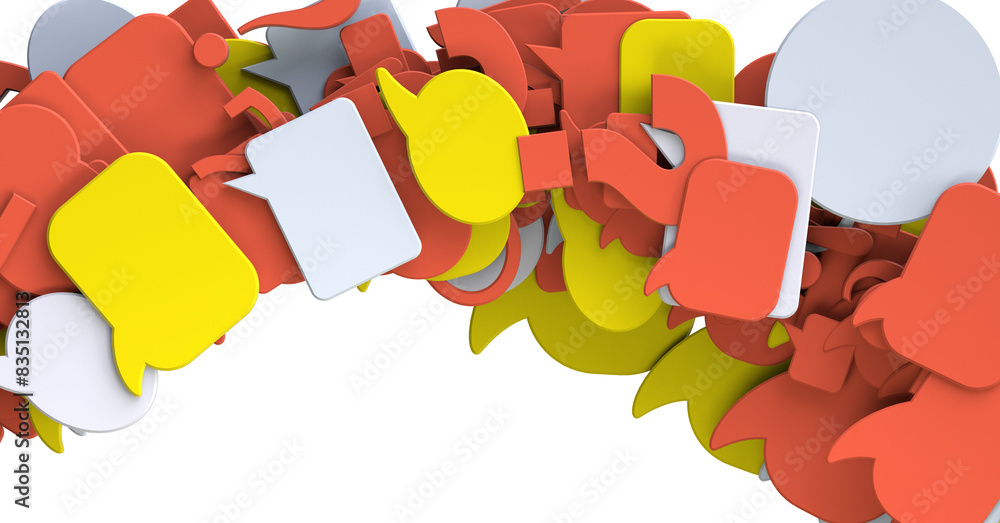 Poster touching 3d rendering flying email icon with his fin