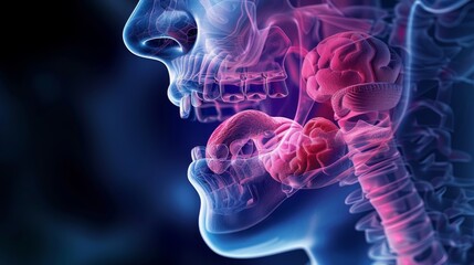 Laboratory and Medical Health Concept: Indications of Cancer may be shown by difficulty in swallowing