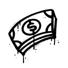Spray Painted Graffiti stack of dollars icon Word Sprayed isolated with a white background. Urban graffiti cash icon with over spray in black over white. Vector textured illustration. © LanaSham