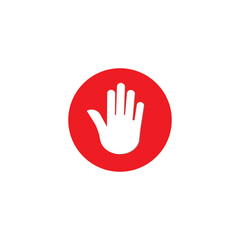 vector logo design red hand button, symbol of no access.