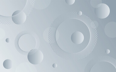 Abstract Circle Shapes In White Grey Gradient Background