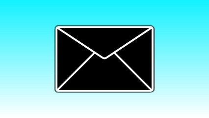 Black envelope icon on gradient blue background