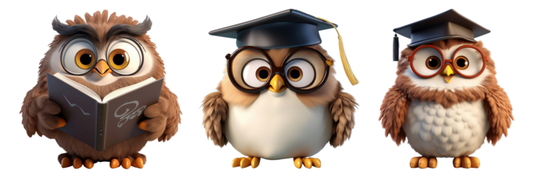 3d characters png element set on transparent background