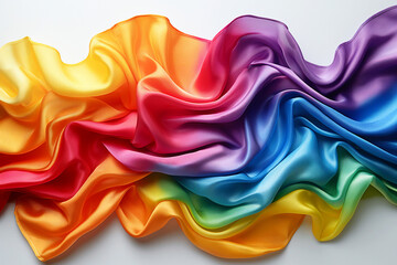 Fototapeta premium Rainbow colorful of lgbtq pride flag made from silk material in horizontal photo. Pr1de