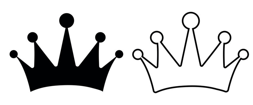 recommend clip art: Set of crown fill and outline icon. king or queen crown vector illustration isolated on white background,
