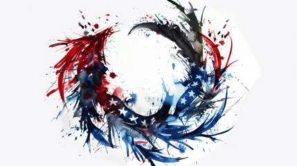 Handpainted watercolor wreath with American flag colors