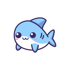 cute shark cartoon character kawaii vector illustration template design