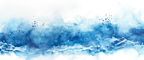Blaue Kleckse aus Wasserfarbe, Aquarell