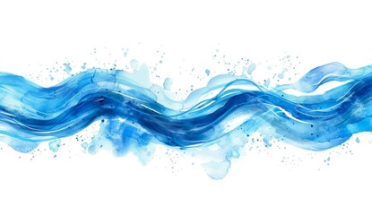 Blaue Wellen aus Wasserfarbe, Aquarell Gemälde