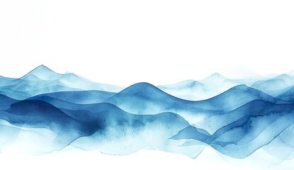 Blaue Wellen aus Wasserfarbe, Aquarell Gemälde