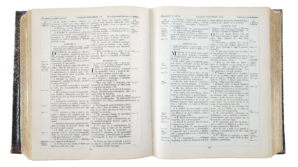 Top view open new testament bible isolated photo