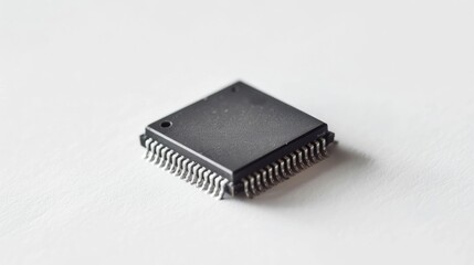 Microchip photographed on a white background